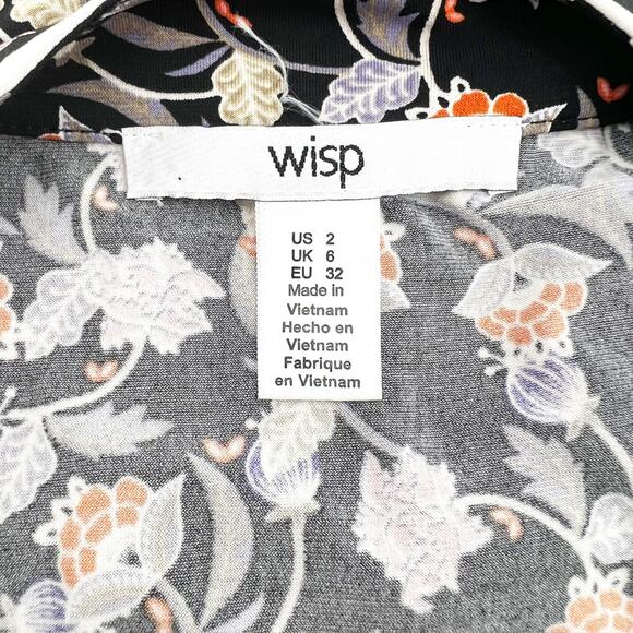 NWT Wisp Women's Multicolor Floral 1/4 Zip Midi Shift Dress Size 2 - Picture 3 of 5